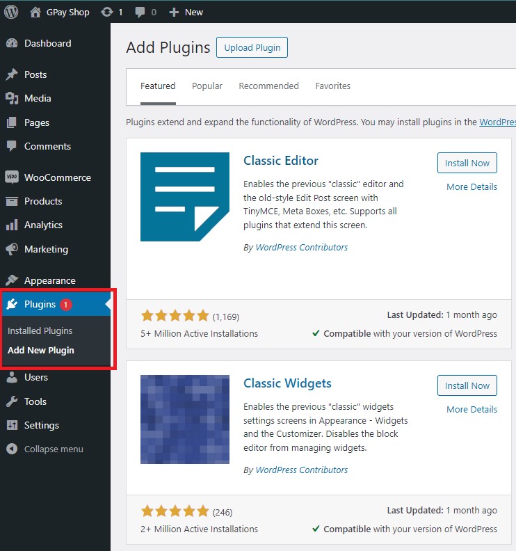Step 3: Navigate to Plugins → Add New Plugin